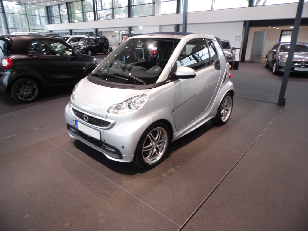 Smart Brabus 451 in silber Cabrio von vorne zum Vermieten